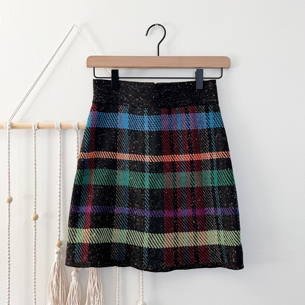 Anthropologie // Cecilia Prado Textured Plaid Mini Skirt
